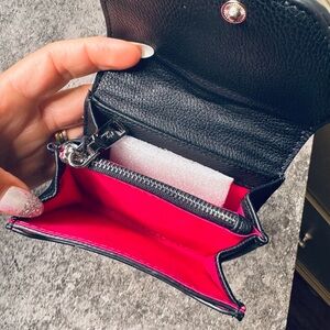 Betsey Johnson Ghouls Glitter Ghost Black Faux Leather Bifold Wallet NWT